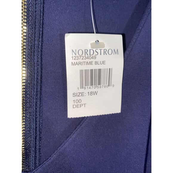 ELOQUII Jersey Knit Fitted Plus Dress Sz 18 Maritime Blu Half Sleeve Stretch NWT - Picture 13 of 16